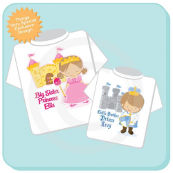 Set of Two Personalized Brown Hair Big Sister Princess Shirt, and ...