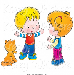 Critter Clipart of a Cute Kitty Cat Seated by a Little Boy Talking ...