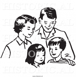 Clipart of a Happy Family Together: Mom, Dad, Daughter, and Son ...