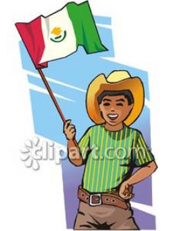 Mexican Boy With Mexican Flag - Royalty Free Clipart Picture