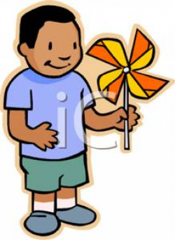 A Colorful Cartoon of a Hispanic Boy Holding a Pinwheel - Royalty ...
