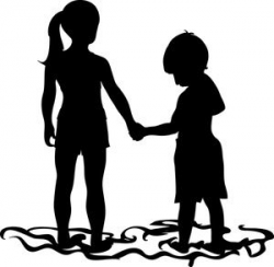 silhouetts of sister and little brother | Siblings Clipart Image ...