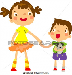 Brother And Sister Hugging Clipart