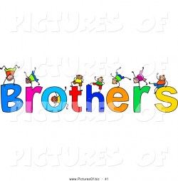 Clipart of a Children with BROTHERS Text on White by Prawny - #41