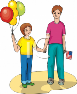 Holiday Clip Art of Brothers on the 4th of July