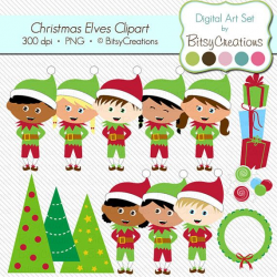Christmas Elves Digital Art Set Clipart by by BitsyCreations, $5.00 ...