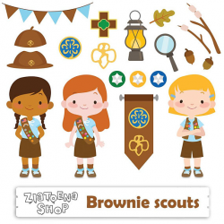 Brownie Girl Scout Clipart Scout Girl Clip art Camping Digital