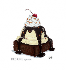 Brownie Ice Cream Sundae Dessert 5x7 Print from Acrylic