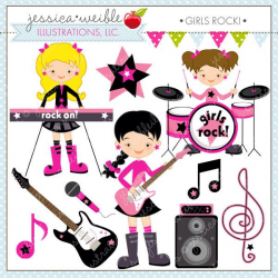 Girls Rock Cute Digital Clipart - Commercial Use OK - Rockstar ...