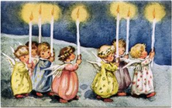 vintage angel clipart, little angels with candles, old fashioned ...