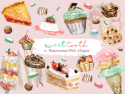 Sweets Clipart Watercolor Dessert Cupcake Cake Food Chocolate
