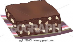 Vector Stock - Chocolate brownie cake with nuts. Stock Clip ...
