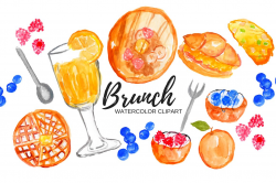 Watercolor Brunch Food Clipart ~ Illustrations ~ Creative Market