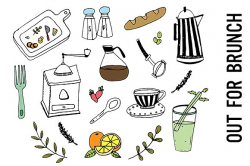 Brunch Food Doodle Clipart ~ Illustrations ~ Creative Market