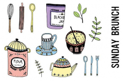 Brunch Clipart, Cooking Doodles | Brunch, Doodles and Online scrapbook