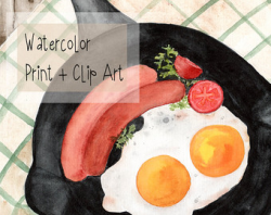 Watercolor breakfast | Etsy