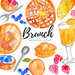 brunch clip art - watercolor clip art - food clip art - breakfast ...