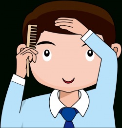 Boy Brushing Hair Clipart - Letters