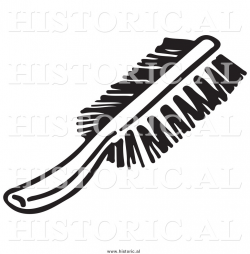 Clipart of a Hair Brush - Black and White Line Drawing by Picsburg ...