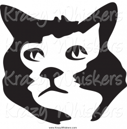 Critter Clipart of a Black and White Brush Stroke Styled Cat Face by ...