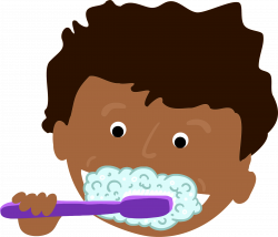 Clipart - African Kid Brushing Teeth