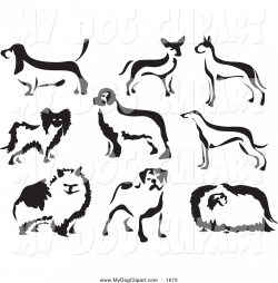 Clip Art of Black and White Brush Painted Dogs by Prawny - #1072