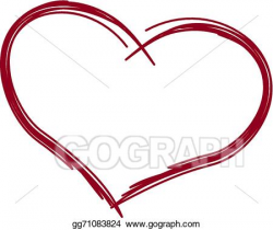 Vector Stock - Red brush stroke heart. Clipart Illustration ...