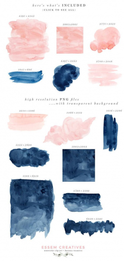 Blush and Navy Abstract Watercolor Border, Modern Pink Blue Nautical ...