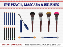 Eye pencil Brush Mascara Clipart Set of 19 Commercial Use