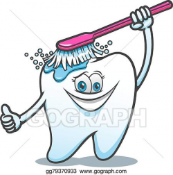 Vector Art - Cartoon happy tooth with brush. EPS clipart gg79370933 ...
