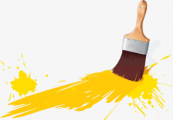Yellow Wall Paint Brush, Wood Brush, Yellow Paint, Brush PNG Image ...
