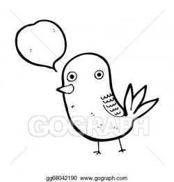 Drawing - Cute cartoon bird with love heart and speech bubble ...