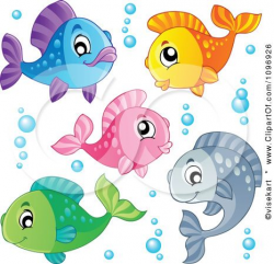 Clipart Happy Colorful Fish And Bubbles - Royalty Free Vector ...