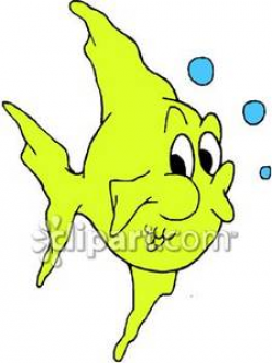 Cartoon Fish Blowing Bubbles - Royalty Free Clipart Picture