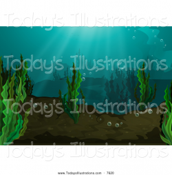 Clipart of Seaweed and Bubbles Underwater by Graphics RF - #7620