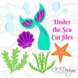 Mermaid Tail Under the Sea SVG Cut File Set, Mermaid Tail Silhouette ...