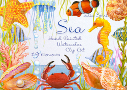 Watercolor Sea Clipart, Marine, Ocean, Fish, Starfish, Pearl ...