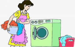 Mother Washed The Clothes With Washing Machine, Wash Clothes, Mother ...