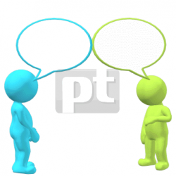 Green and Blue People with Speech Bubbles Talking Animated Clipart ...