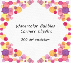 Watercolor Bubbles Corners ClipArt Border Bubbles