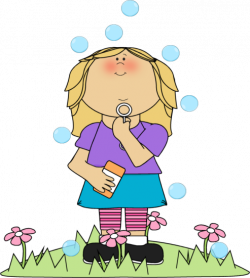 Girl in flower patch blowing bubbles | Cute Clipart | Pinterest ...