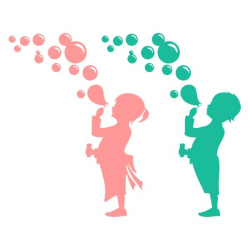 Baby Girl and Boy Blowing Bubbles Cuttable Design Cut File. Vector ...
