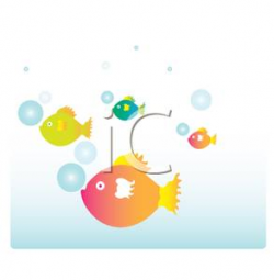 Fish Swimming with Bubbles - Royalty Free Clipart Picture