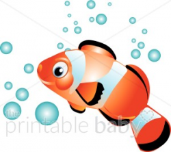 Clownfish in Bubbles Clipart | Water Creatures Clipart