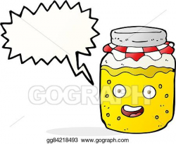 EPS Illustration - Cartoon honey jar with speech bubble. Vector ...