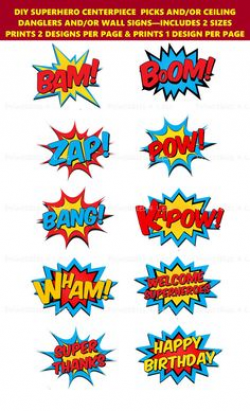 Superheroes Pop Art Text and Bubbles Clipart / Super hero Text and ...