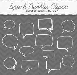 Doodle Speech Bubbles Clipart Vector EPS / INSTANT DOWNLOAD /