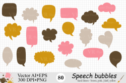 Speech Bubbles Clipart / Chat Bubbles / | Design Bundles