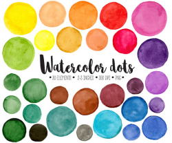 Watercolor Dots Clipart. Hand Painted Colorful Watercolour Circles ...