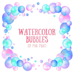 Watercolor bubble clipart watercolor bubbles pastel soap